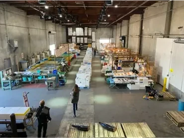 Bullet Train — production warehouse set dressing, Set Dresser